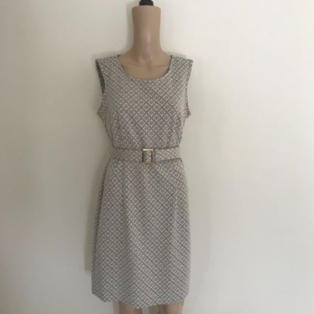 Sharagano Sleeveless Belted Sheath Dress